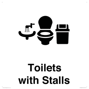 Toilets: Stalls and Wash Basin with Sanitary Bin